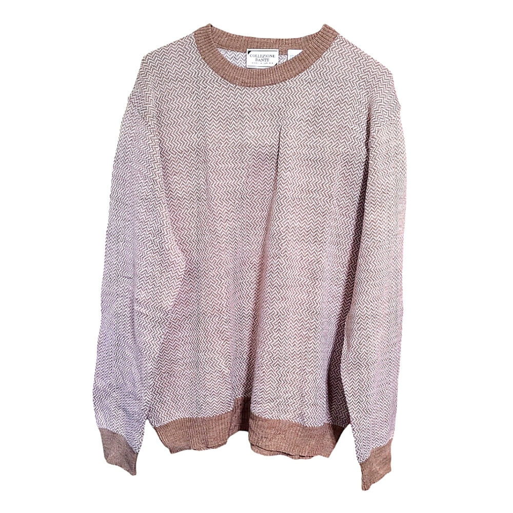 RARE NWOT Collezione Dante Wool Blend Beige Casual Pullover Sweater